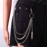Consen Nouvelle Chaîne de pantalon en jean à logo personnalisé, style Gothique Rock Hip Hop Punk, simple couche, avec pochette ceinture et porte-clés