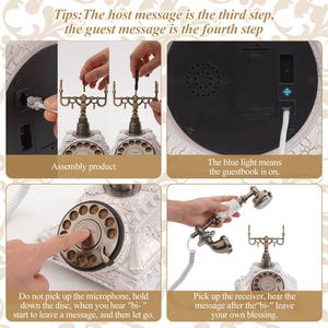 Antiek telefoon audiogastenboek, prachtig bewerkt, draaischijftelefoon van messing, audiogastenboek telefoon voor bruiloft, verjaardag, feest - Product Image 5