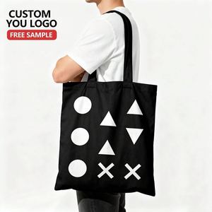 Wholesale Top Quality Black Big <b>Canvas</b> Tote <b>Bag</b> Cotton Shopping <b>Bag</b> Tote <b>Bag</b> With Custom Printed Logo - Product Image 3