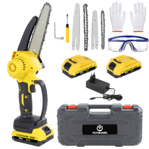 Tronçonneuse portable rechargeable de 6 pouces, petite scie à chaîne sans fil pour l'extérieur, outils de jardinage pour l'abattage d'arbres et la coupe du bois - Product Image 1