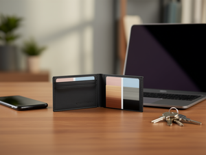 Portacarte a doppio lato da 4 pollici, sottile, in similpelle, per contenere carte - Product Image 2