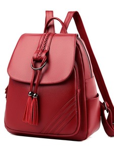 Women's Fashion High Quality <b>Leather</b> <b>Backpacks</b> Designer <b>Large</b>-capacity Ladies Solid Color Schoolbags Female Leisure Travel Bag - Product Image 3