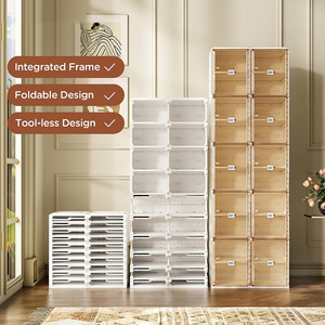 Scarpiera Multifunzione Grande con Scomparti, Organizzatore per <span class=keywords><strong>Stivali</strong></span>, <span class=keywords><strong>Scatola</strong></span> Portascarpe di Lusso Pieghevole in Plastica con <span class=keywords><strong>Porta</strong></span> Magnetica Trasparente - Product Image 5