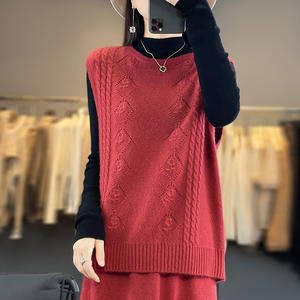 <span class=keywords><strong>Gilet</strong></span> maglione in lana 100% mercerizzata a maglia con motivo mezzo collo alto da <span class=keywords><strong>donna</strong></span> - Product Image 5