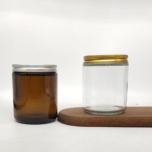Bocaux à bougies cylindriques en verre transparent ambré épaissi, sans PFAS, sans plomb, avec couvercles métalliques hermétiques à vis, écologiques, réutilisables, résistants à la <span class=keywords><strong>chaleur</strong></span>, pour Pâques - Product Image 4