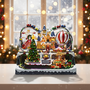 Carrousel <span class=keywords><strong>de</strong></span> village <span class=keywords><strong>de</strong></span> Noël animé avec lumières LED et <span class=keywords><strong>musique</strong></span> - Décoration <span class=keywords><strong>de</strong></span> Noël haut <span class=keywords><strong>de</strong></span> gamme en polyrésine - Cadeau - Product Image 1