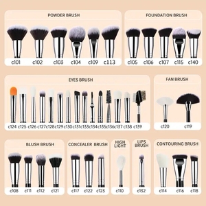 Nueva moda, precio bajo, Vegano pelo sintético, mango de madera, pinceles de maquillaje negros, cosmético, etiqueta privada personalizada, juego de pinceles de maquillaje - Product Image 5