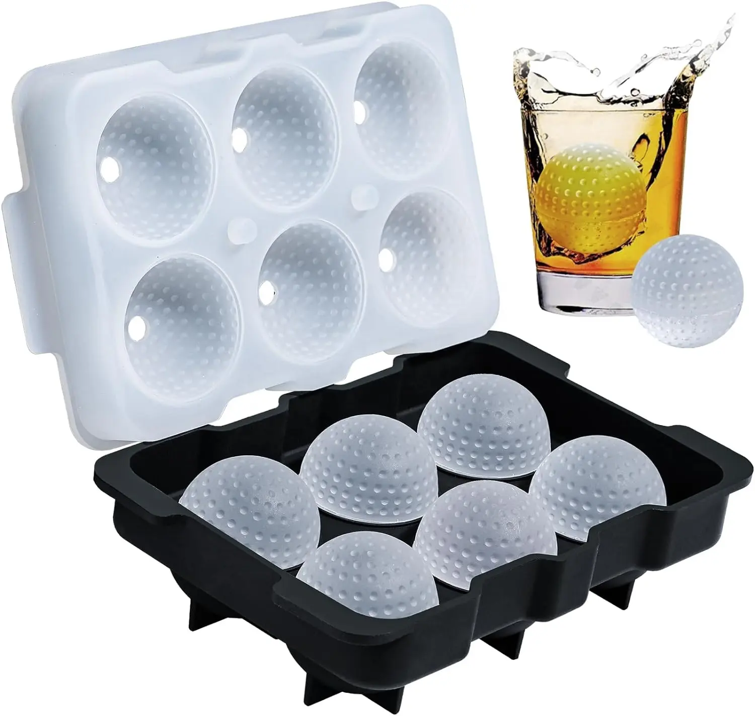 Được xây dựng trong Phễu thiết kế lớn Whiskey Ice ball maker Vòng Ice Cube Khuôn Silicone Ice Sphere khay với nắp