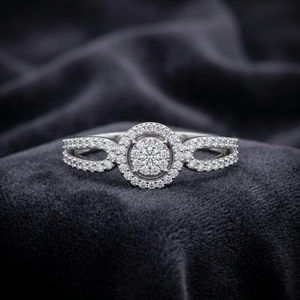 White Gold Halo <b>Diamond</b> <b>Ring</b> Open Work Bridal Wedding Jewelry - Product Image 4
