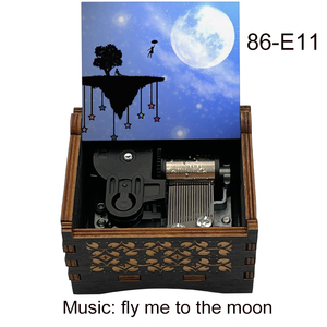 Manivela de mano Fly Me to the Moon caja de música, regalo para hija esposa novia marido novio manivela de mano caja Musical de madera - Product Image 2