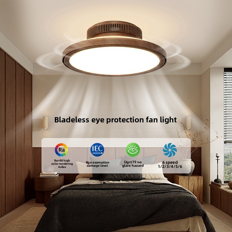 Walnut Bladeless ABS Fan Lamp Ceiling Light Ceiling Mount Remote Control 6Speed Agi32 Layout for Bedroom Living Room Dining Room