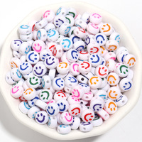 7 mm 100/pak Smile Face Spacer-kralen voor telefoonkettingen, sleutelhangers en knutselwerkjes