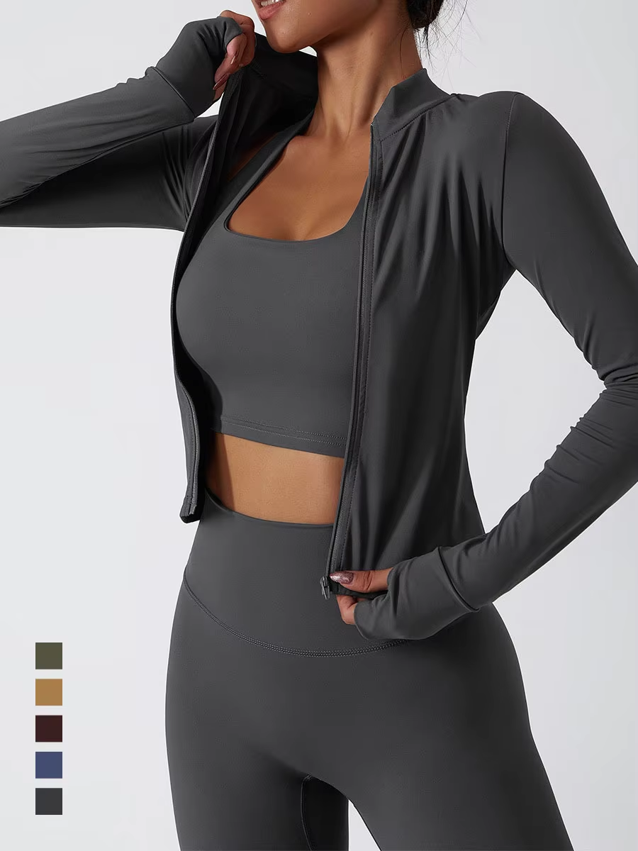 Custom Sports Athletic Women Workout Clothing Gym Plus Size Crop Tops and Yoga Jackets Yoga Wear Sets