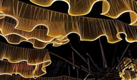 Voilages de plafond suspendus pour mariage, en forme de S, avec bandes LED, réutilisables, occultants, pour chambre à coucher, avec tissu brillant