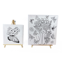 Kit d'art pour enfants à prix de gros abordable, cadre en bois de pin étiré 20x20 cm avec motif personnalisé pré-imprimé et peinture acrylique