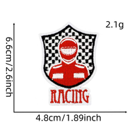 Patchs thermocollants en toile tissée grande taille brodés, motif drapeau à carreaux multicolore, style rétro course, pour les fans de motards et le streetwear