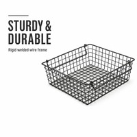 Panier de rangement rectangulaire en acier inoxydable noir moderne pour comptoir de salle de bain, imperméable et multifonctionnel