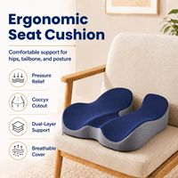 Coussin de siège ergonomique en mousse à mémoire de forme JYM YM-C361-1 pour chaise de bureau, soulagement de la sciatique, forme en W, coussin de siège respirant