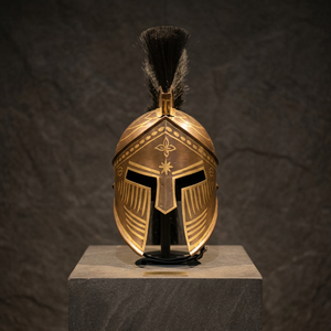 Casque Spartan, Réplique de l'Armure du Guerrier Grec Médiéval, Réplique de l'Armure du Guerrier Antique Plaquée Or Bronze, Pièce de Collection - Product Image 2