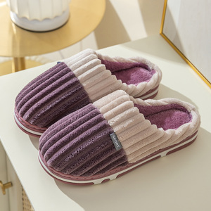 รองเท้าแตะผ้าฝ้ายสำหรับฤดูใบไม้ผลิและฤดูใบไม้ร่วง รองเท้าใส่ในบ้านสำหรับฤดูหนาว อุ่นสบาย เหมาะสำหรับคู่รัก รองเท้าแตะขนสัตว์สำหรับผู้ชาย - Product Image 5