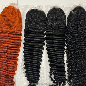 Wig Frontal HD gelombang laut WANITA HITAM grosir dengan bundel rambut manusia depan renda bergelombang transparan - Product Image 1