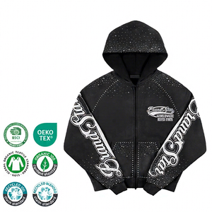 Parches de Chenilla Personalizados de Alta Calidad, 100% Algodón, Estilo Vintage, Diseño Urbano, Lavado Ácido, Estampados, con Pedrería, Talla Grande - Product Image 1