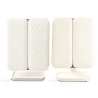 Miroir de Maquillage LED Intelligent avec Éclairage, pour Chambre à Coucher, Coque Lumineuse à Trois Volets, Miroir de Beauté de Table Dépoli