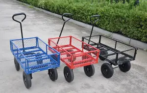 Hot Sell Multi Functional Garden Metal Trolley Tool Cart Folding Utility Wagon Outdoor Carts With Wheels