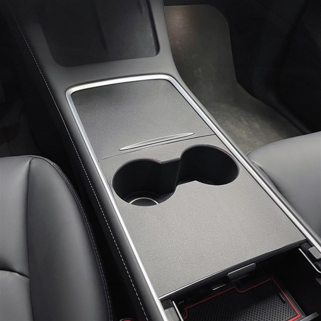 Matte Back Central Control Protective Panel for Tesla Model 3 Water Cup Holder Decorative Patch Model Y Accessories 2021 2022