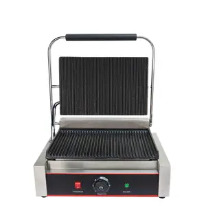 Kommerzielle elektrische Panini Grill Antihaft-Lebensmittel Elektrische Kontakt grill Einzel platten Maschine