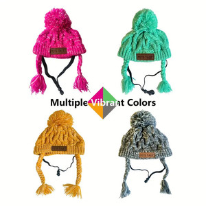 럭셔리 스포츠 개인 코튼 솔리드 크로 셰 뜨개질 개 및 고양이 겨울 모자-크리스마스 선물 - Product Image 5