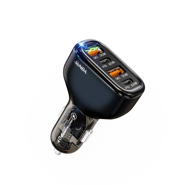 120W 4 Ports Usb c Car Charger PD3.0 QC3.0 Fast Charging Car Charger Adapter Cargador Para Carro Rapid Charging for Mobile Phone