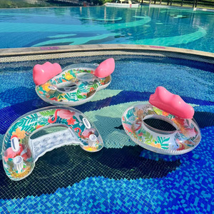 Adult <b>Inflatable</b> Swimming Ring With Flamingo Backrest Drink Cup Handle Pool Water Park Use 100-500kg Capacity - Product Image 4