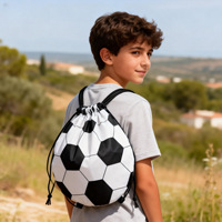 Sac à dos à cordon de serrage pour enfants, thème football, pour marathon et fêtes, avec compartiment, logo imprimable, écologique, idéal pour l'export.