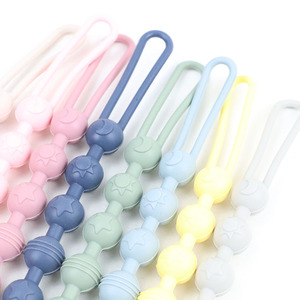 Nuovo Design forma rotonda stella luna sole bambino pinza ciuccio BPA-Free in Silicone porta manichino con morbido legno catenina succhietto - Product Image 6