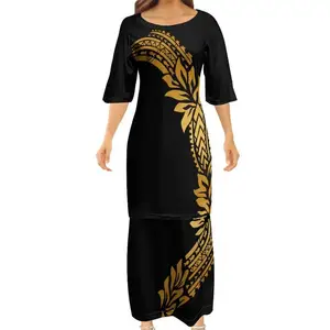 2023 nuovo Designer personalizzato girocollo Samoan Puletasi Tatau modello Maxi vestito polinesiano abbigliamento donna abiti per taglie forti