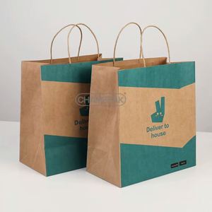 Custom High Quality Colorful <b>Printed</b> Kraft Shopping Packaging Bag Brown Paper Bags With Your Own Logo - Product Image 6