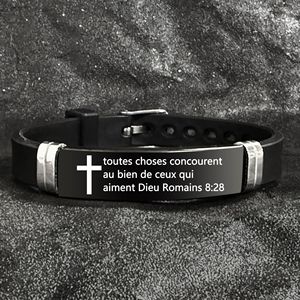 Bracelet en gros avec verset biblique français et citation inspirante, bracelet ajustable en silicone, bijou avec inscription scripturale - Product Image 6
