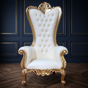 American Home Design <b>Gold</b> Baroque Hand Carved King Throne Living Room Chairs - Product Image 3