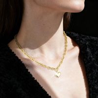 Cadena de Acero Inoxidable Resistente a la Decoloración con Hebilla Chapada en Oro de 18K, Collar con Forma de Corazón, Cadena Cruzada, Collar con Colgante de Corazón para