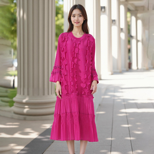 Elegante <span class=keywords><strong>gonna</strong></span> alla moda di media lunghezza nuova manica <span class=keywords><strong>a</strong></span> <span class=keywords><strong>campana</strong></span> larga con perline <span class=keywords><strong>a</strong></span> pieghe <span class=keywords><strong>a</strong></span> tinta unita floreale Casual accessibile per la primavera - Product Image 1