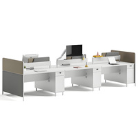 Poste de travail de bureau individuel moderne en bois avec cloison de séparation pour employé, ensemble de mobilier de bureau blanc, vente en gros