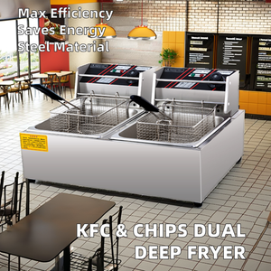 Friteuse électrique commerciale grande capacité avec deux bacs, équipement de cuisine en acier inoxydable - Product Image 2