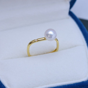 Wenchi 24606 7-8mm Freshwater Pearl 925 Silver Adjustable Ring Round Almost Flawless Strong Light Live Broadcast Cross-Border - Product Image 1