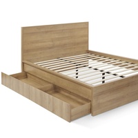 Lit double en bois design moderne Mobilier de chambre à coucher simple Lit en bois massif Lit King Size