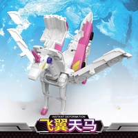 HY La voiture jouet transformable Dragon Volant Aile Argentée peut se transformer et se combiner en un jouet Pégase lorsqu'il y a collision entre deux voitures