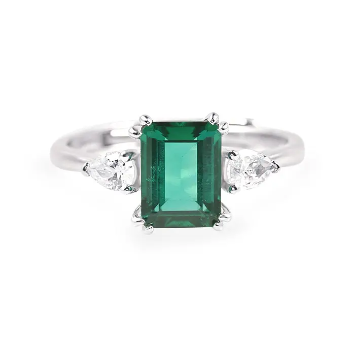 Nova Moda Jóias Emerald Cut Lab Grown Diamante Esmeralda Anéis de Prata Esterlina 925 Anéis Para As Mulheres