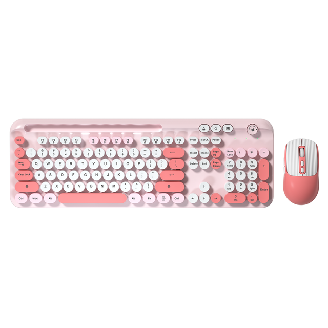Popular Design Colorful Keyboard Mice 2.4G Ergonomic Gaming Retro Wireless Keyboard and Mouse Combo Set