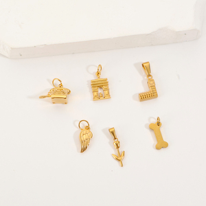 Accesorios de joyería DIY colgante de palmera de acero inoxidable Chapado en PVD 18K dijes impermeables viaje Torre Eiffel Big Ben encanto - Product Image 6