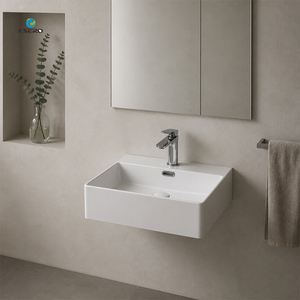 Servicio OEM: Lavabo de Cerámica Cuadrado para Baño de Hotel, Resistente a Altas Temperaturas - Product Image 4